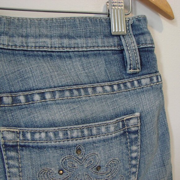 Vintage Esprit Denim Cropped Jeans Mid Rise Wide Leg Embroidered Studs Size 10 - Picture 13 of 15